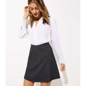 Loft Black & Silver Diamond Pull On Flippy Skirt